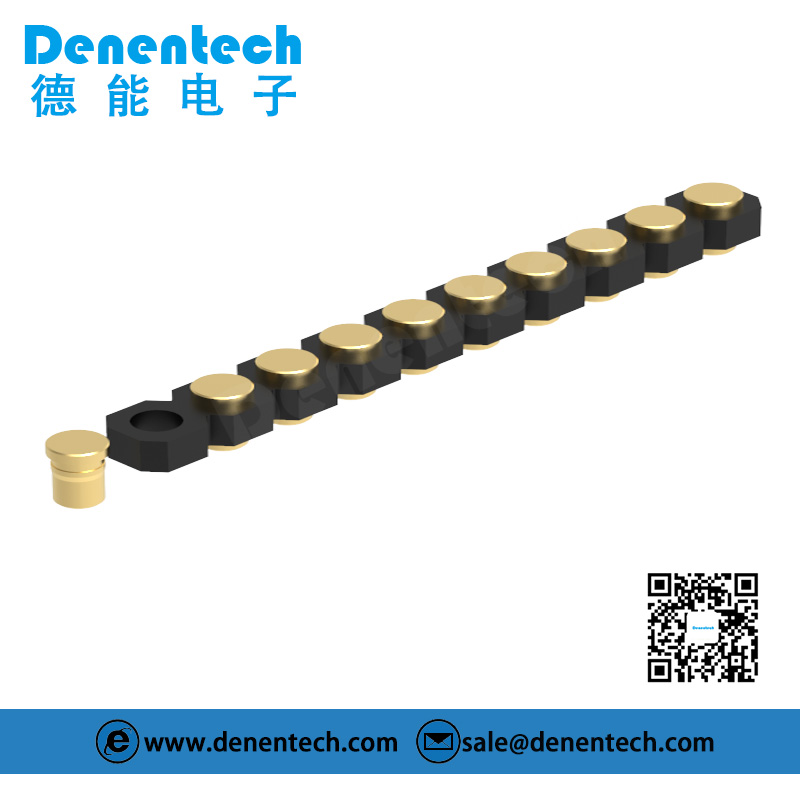 Denentech 2.54MM pogo pin H1.27MM single row female straight SMT spring loaded pcb connector for sale